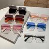 Rimless Square Sunglasses  New Oversized Stylish Gradient Multicolor Eyewear Trendy Women Brand Design Vintage Shades