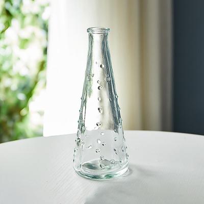 Simple Vintage Embossed Vase Glass Creaft Embossed Printing Transparent Hydroponics Vase DIY Mini Glass Vase Flower Arrangement