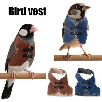 Vesta pro domácí ptáky z umělé kůže, oblečení pro ptáky, nastavitelné, ve vintage stylu, outfit pro domácí ptáky na každodenní vycházky, maškarní kostým