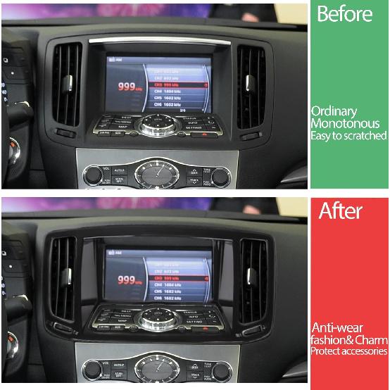 Car Center Console Air Outlet Navigation Panel Trim Cover Compatible with Infiniti G37 2007-2013, Dashboard Multimedia Navigation GPS Panel Trim