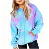 Kids Hooded Zip-Up Jacket with Gradient Print Long Sleeve Sweatshirt for Boys and Girls