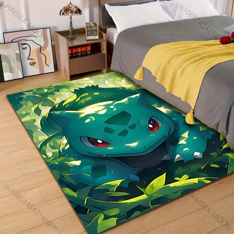 

3D HD Cute Bulbasaur Pattern Cartoon Carpets Living Room Bedroom Bedside Floor Mat Balcony Garden Area Rug Home Modern Decor Mat 40x60cm