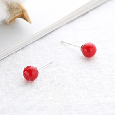 Red Bean Stud Earrings Female Mori Series Small Fresh and Cute Red Bead Earrings Simple Temperament
