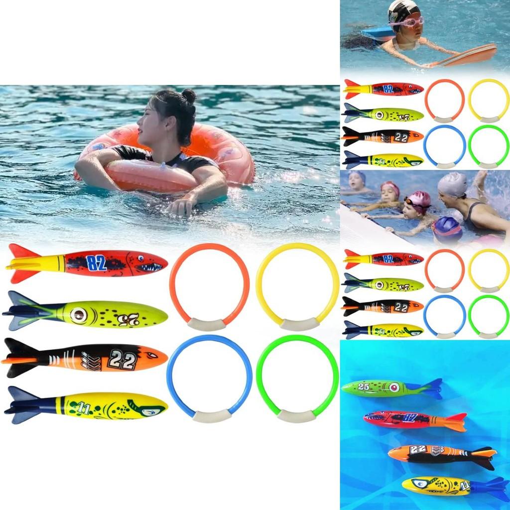 Anéis Flutuantes Torpedos Kit de Brinquedos para Brincadeiras Aquáticas para Atividades de Piscina Infantil