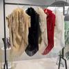 Winter Warm Faux Fur Collar Knitted Tassel Plush Wraps Scarf Womens Knitting Shawl