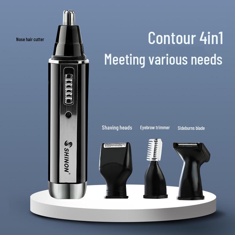 Multifunctional 4-in-1 Electric Trimmer Set for Nose, Sideburns, Eyebrows, and Ears
