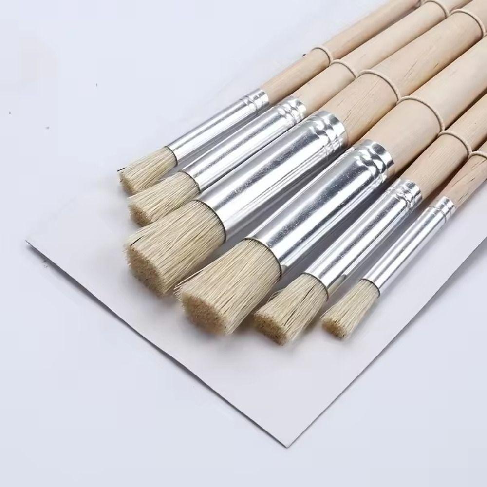 Bristle Hair Wooden Handle Stencil Paint Brushes DIY Crafts Painting Brush Paintbrushes  Child Toy