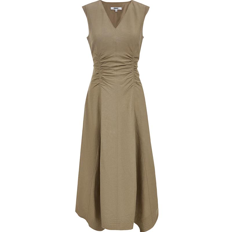 ONLY Women's Retro V-Neck A-Line Long Dress