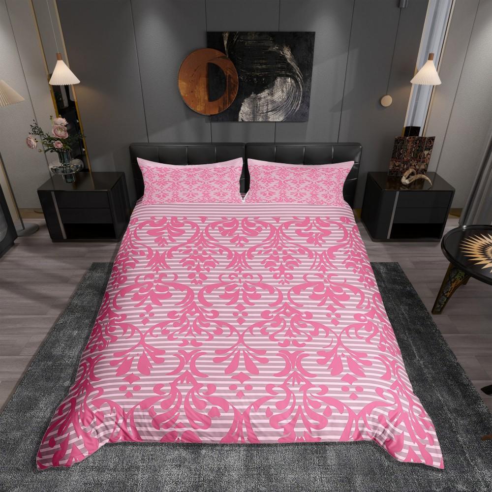 Homewish Black Gold Damask Duvet Cover Set for Female,Mystic Western Tribal Bedding Set,Vintage Bohemian Floral Bed Set