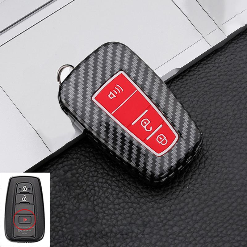 Carbon Fiber Auto Key Fob Case Cover Fit For Toyota C-Hr Chr Rav4 Rav 4 Corolla Camry Avalon Land Cruiser Prado Prius