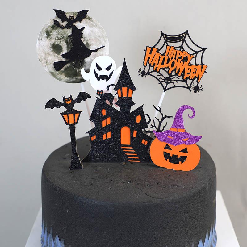 Backen Halloween Kuchen Dekoration: Fledermaus, Spinne, Hexe, Geisterhaus Topper
