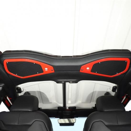 Red Top Roof Speaker Stereo Cover Trim Decal Bezel For Jeep Wrangler JL JT 2024+