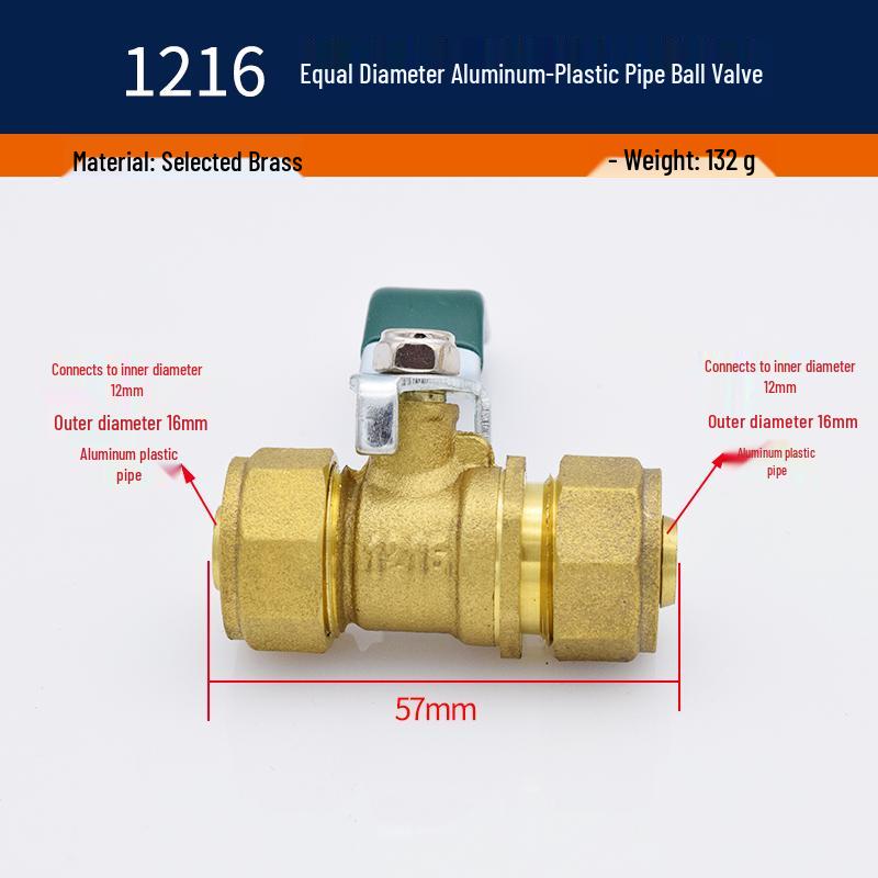 Solar Compression Ball Valve Switch with Aluminum-Plastic Pipe Fitting for Radiators 1/2" & 3/4" 2025 Model
