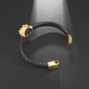 New Punk Style Lion Head Single Layer Handwoven Leather Bracelet Men\'s Domineering Animal Lion Bracelet Casual Jewelry Gift