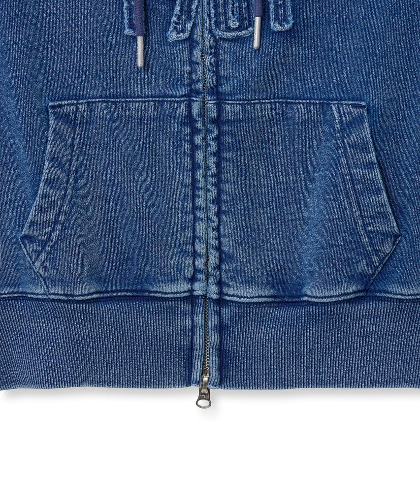 Yale Pigment Applique Zip-Up Hoodie_Navy
