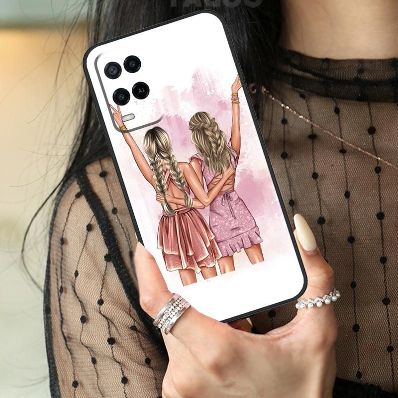 Best Friends BFF Matching Case For Oppo A16 A76 A96 A17 A18 A60 A80 A40 A38 A58 A78 A98 A94 A74 A54 A15 A57 A77 A5 Pro
