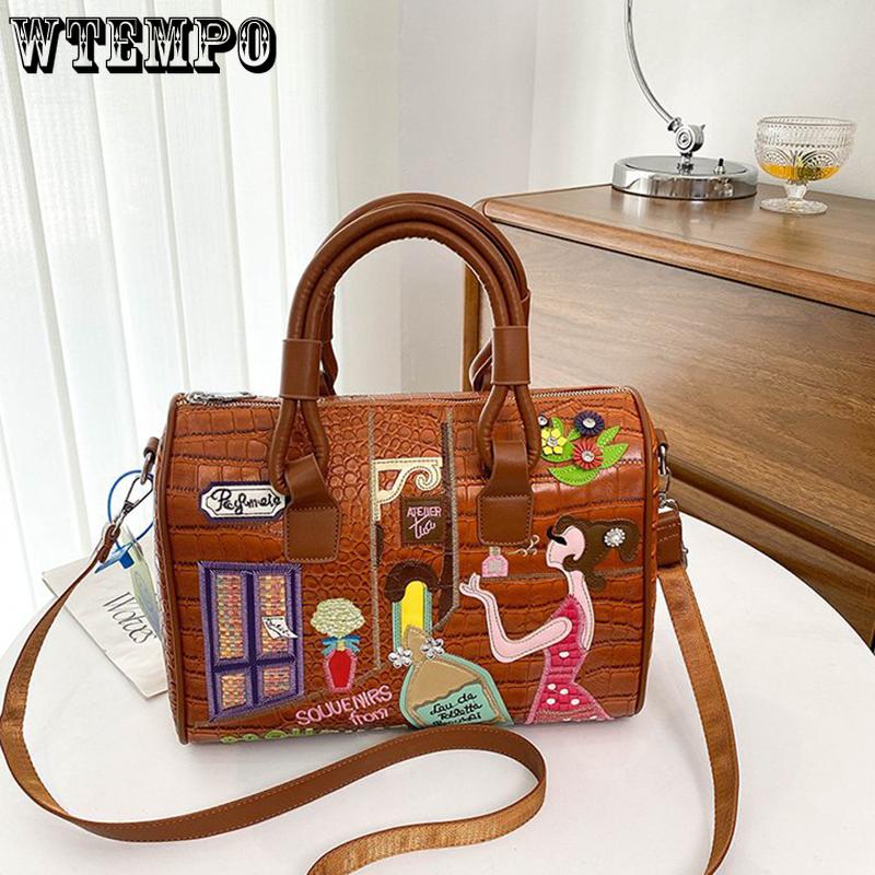 WTEMPO Kvinner stor håndveske skulderveske broderisett dekorasjonssømveske