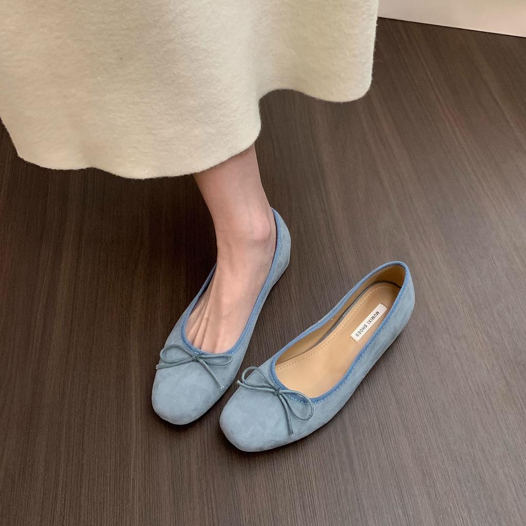 French Inner Height Increase Ballet Single Shoes Women's Shoes 2025 New Spring and Autumn Bow Red Evening Shoes