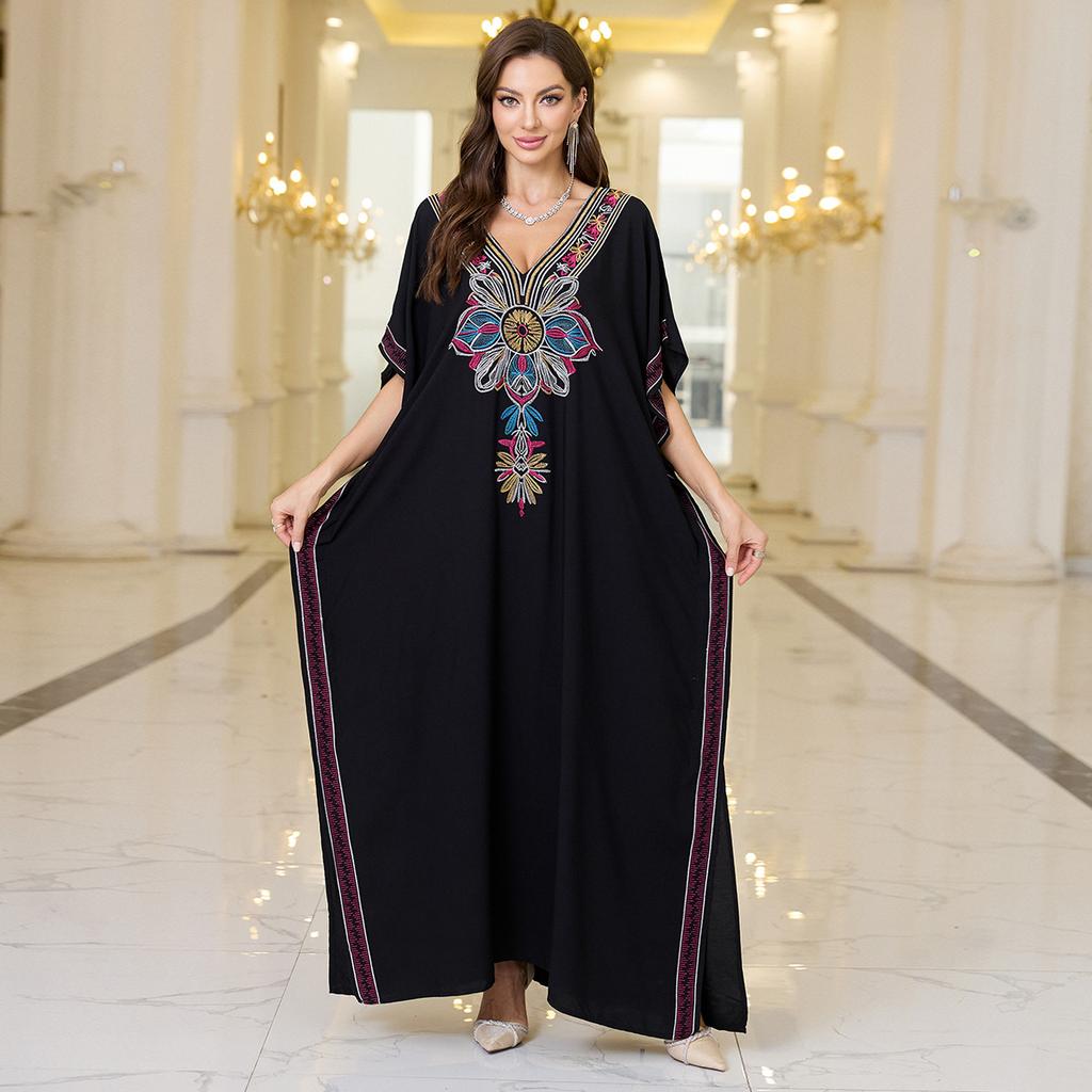 Moda damska Lato Wiosna Kwiatowy wzór Nadruk Rękawy 1/2 Dekolt w serek Luźna talia Sukienki codzienne