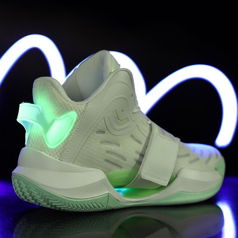 Basketball shoes men's summer breathable high-top shoes shock-absorbing luminous wear-resistant sneakers men's