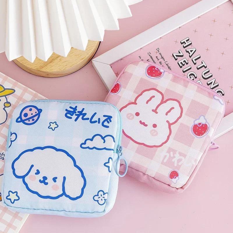 Korean Cute Bear Large Capacity Sanitary Napkin Storage Bags Girls Cartoon Physiological Period Tampon Organiser Bag Mini Bag