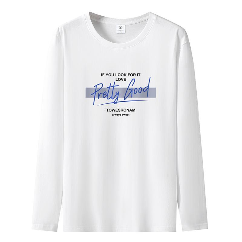 Całkiem Dobry Wzór Męski T-shirt z Długim Rękawem Czysta Bawełna Męski Casualowy Pulower S-5XL