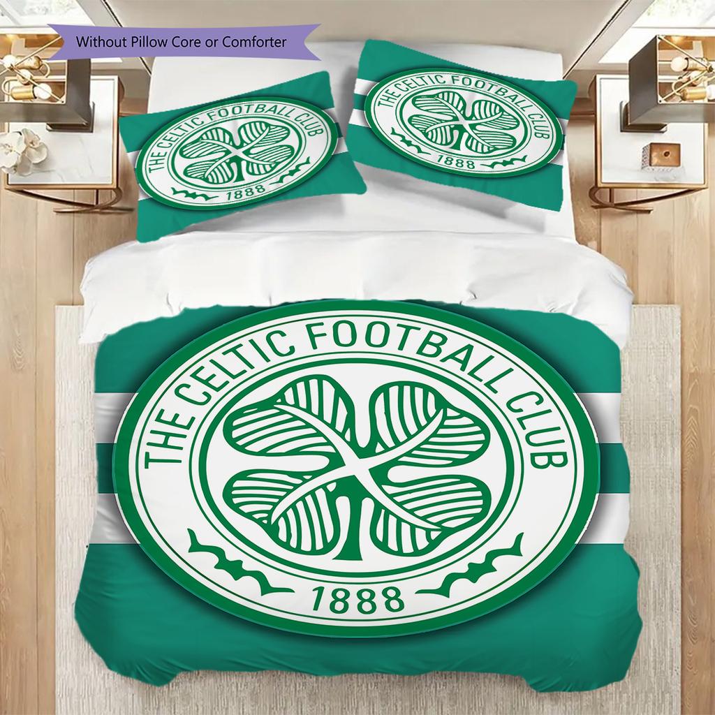 Celtic F.C Pattern Bedding Quilt Set Quilt Cover Pillowcase Home Decoration Birthday Gift (1 * duvet cover + 2 * pillowcase, without core)