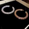 Round Rhinestone Bangle Gold Open Bangle Fashion Cuff Bracelet  Ladies