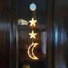 Seasonal Window Display Lights Star Moon Hanging Light, Warm LED String Lights, Indoor Festive Party Decor Decorative Atmosphere Lamp for Home Holiday