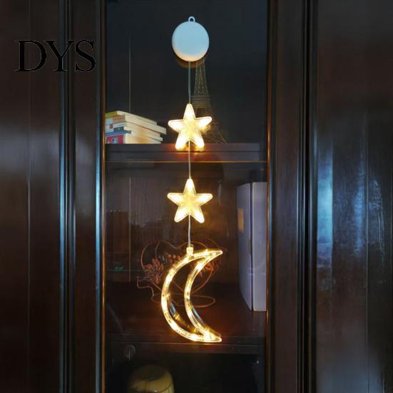 Seasonal Window Display Lights Star Moon Hanging Light, Warm LED String Lights, Indoor Festive Party Decor Decorative Atmosphere Lamp for Home Holiday