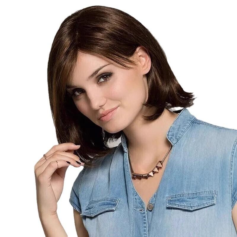 

Новая модная женская синтетическая повязка на голову с разделенным париком светло-коричневого