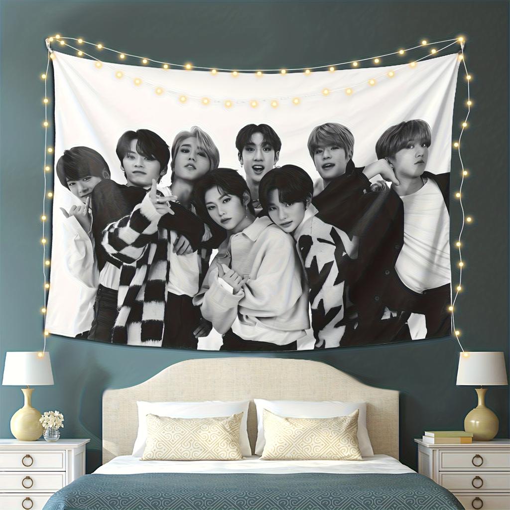 1pc SKZ KPop Tapestry Member Portraits Dynamic Poses Wall Decor Kpop Fan Gift for Bedroom Dorm