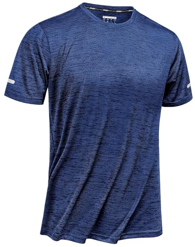 

TACVASEN Men s Quick-Drying Short Sleeve Hiking T-Shirt with Reflective Tape and Cool Neck, Royal Blue, Size L