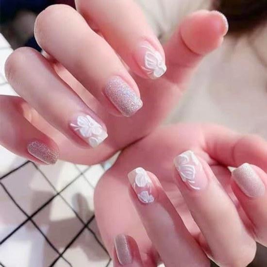 Nail Seal 3-piece Set Sticker Hollow 5D Flower Butterfly Leaf Three-dimensional Carving Multiple Styles DIY White