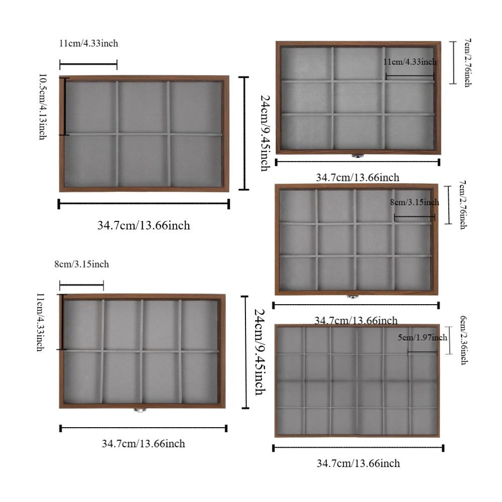 Dust-proof Wooden Jewelry Tray Velvet Jewelry Holder Case Jewelry Storage Box  Jewelry Storage