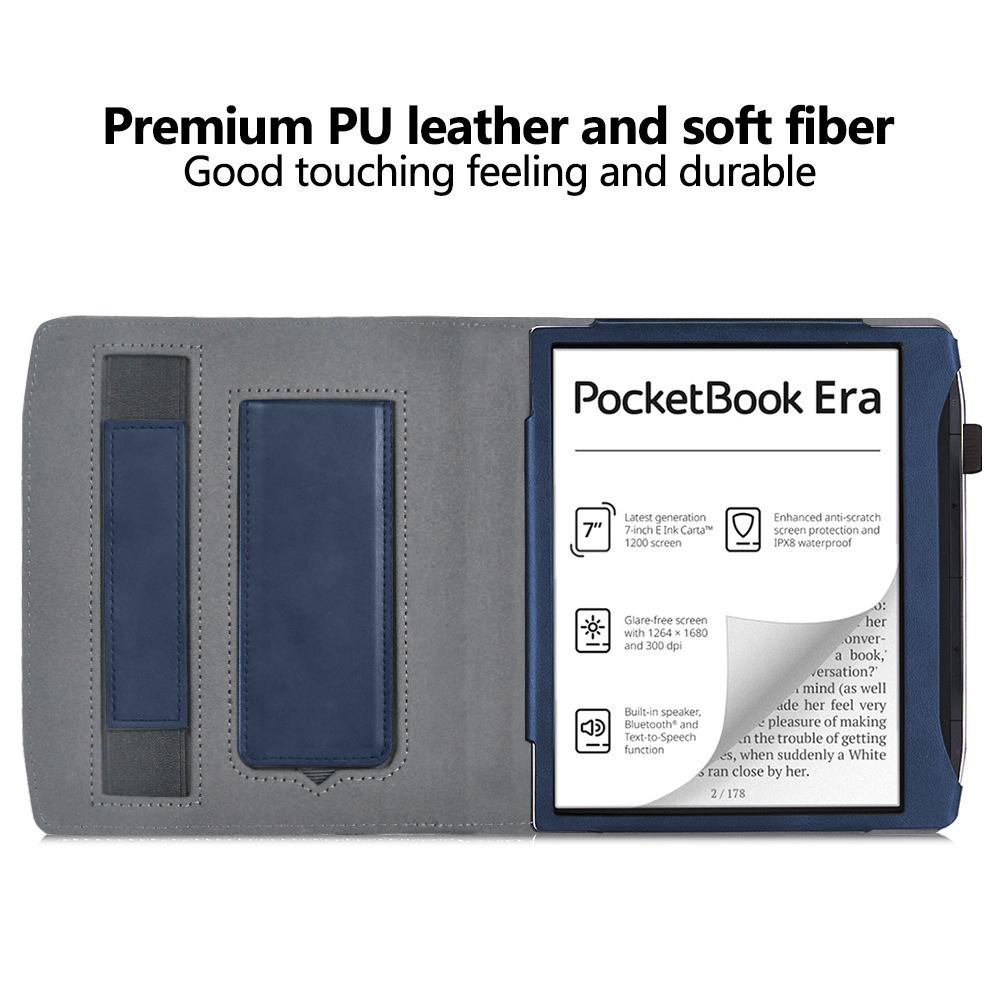 Business Funda For PocketBook Era Lite Color 7" eBook Case with Hand Strap PB700 PB700K3 Flip Stand Cover Auto Sleep/Wake