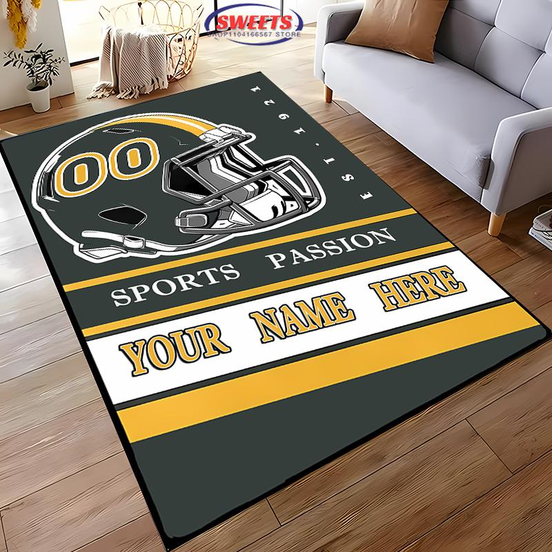 1 Stück personalisierter Fußballteppich mit Ihrem Namen und Ihrer Nummer, Geschenk für Fußballfans, Matte in großer Größe für Zuhause/Büro, Teppich, Besonderes Geschenk