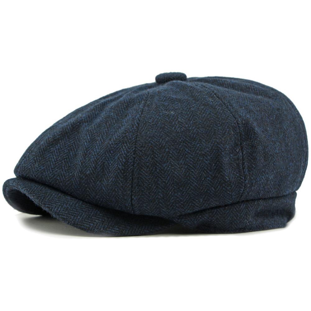 HT4834 Berets for Men Women Vintage Striped Wool Beret Hat Male Female Octagonal Beret Cap Adjustable Spring Autumn Ivy Flat Cap