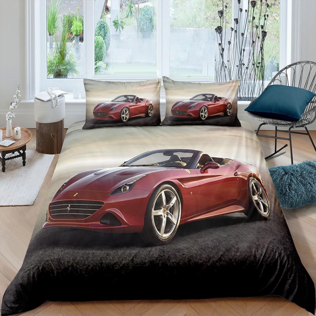 Racing Car Printed Duvet Cover With Pillowcase Bedding Set Single Double Twin Full Queen King Size 2/3pcs Polyester Quilt Cover