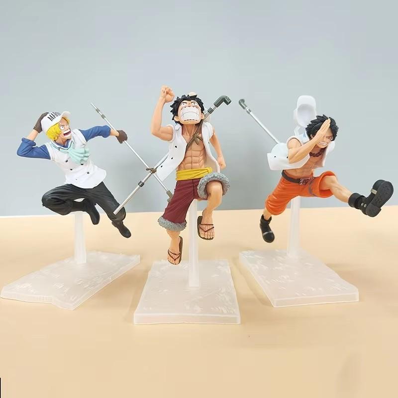 17cm Anime One Piece Figure Luffy Ace Sabo Three Brothers Running Posture Statue Model PVC Desktop Action Figure Toy Gifts
