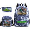 Large Capacity Schoolbag with Shoulder Strap; Student Three-piece Pencil Case Set