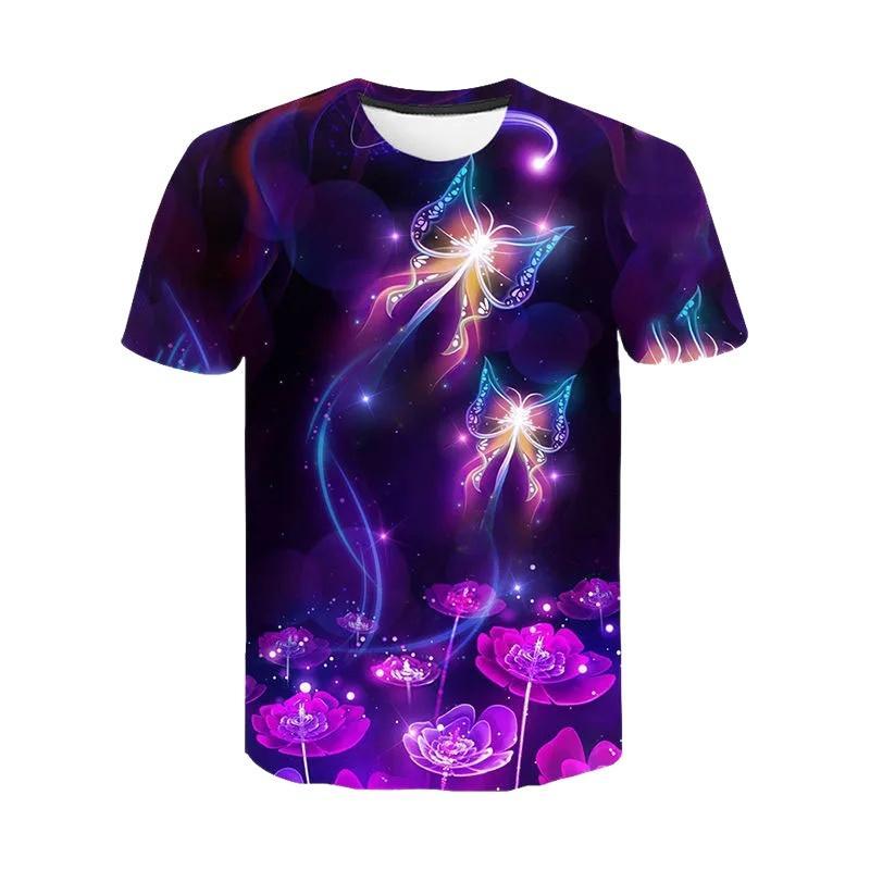 Butterfly Insect 3D Printed Kids Short Sleeve T‑Shirt Loose Summer Top For Boys Girls Daily Outdoor Play Casual Home Wear
