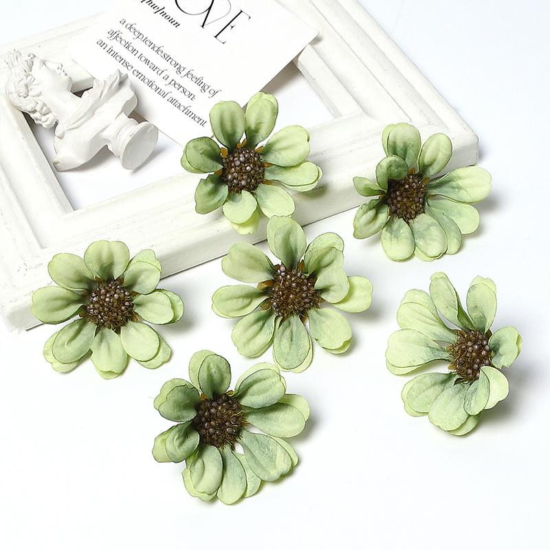 

5/10/20Pcs Daisy Artificial Flowers Head Silk Fake Flowers Wedding Decoration Home Decor DIY Craft Wreath Gift Garland Accessory 5Pcs зелений