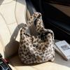 Leopard Print Fur Bag Women's Shoulder Crossbody Bag Vintage Tote Bag
