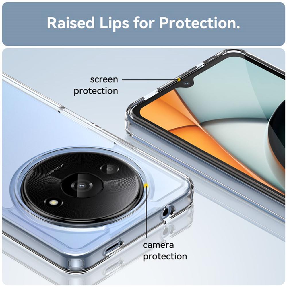 WANLONFENG MF2 Series For Xiaomi Redmi A3 4G Case TPU Acrylic Clear Phone Cover with 2Pcs Tempered Glass Film