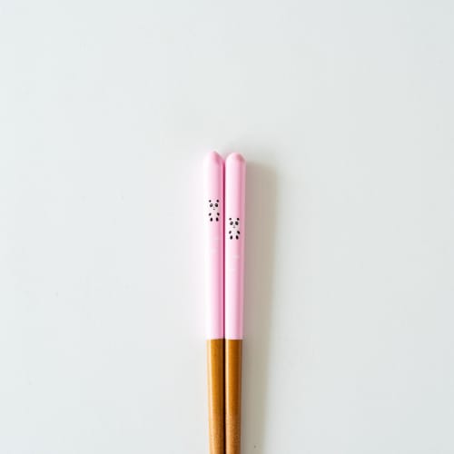 Sunny Life Design Children's Chopsticks, Dishwasher Safe, Floating Panda Design, Pink, Natural Wood, 18cm, Ages 8-9, Made In Japan, Product Number 264