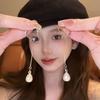 Unique C-aped Waterdrop Pearl Earrings for Women Metal Dangle Earrings No Piercing Daily Party Jewelry Accessories Gifts