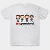 Men Black Print T-shirt Love Supernatural 2 No-Cut Heat Transfer Print Cotton Tshirt