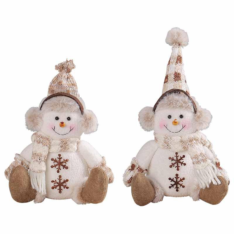 Christmas Short Leg Snowman Doll Decoration Warm Brown Knitted Doll Living Room Sofa Home Decor