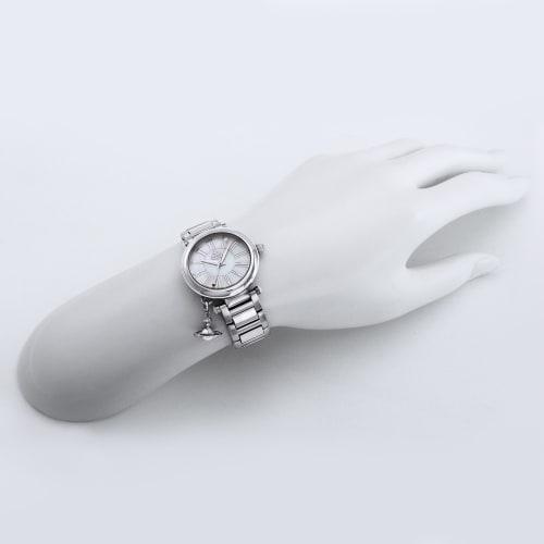 Hodinky Vivienne Westwood Mother of Pearl Orb s ciferníkem z bílé perleti a švýcarským strojkem, VV006PSLSL, Dámské